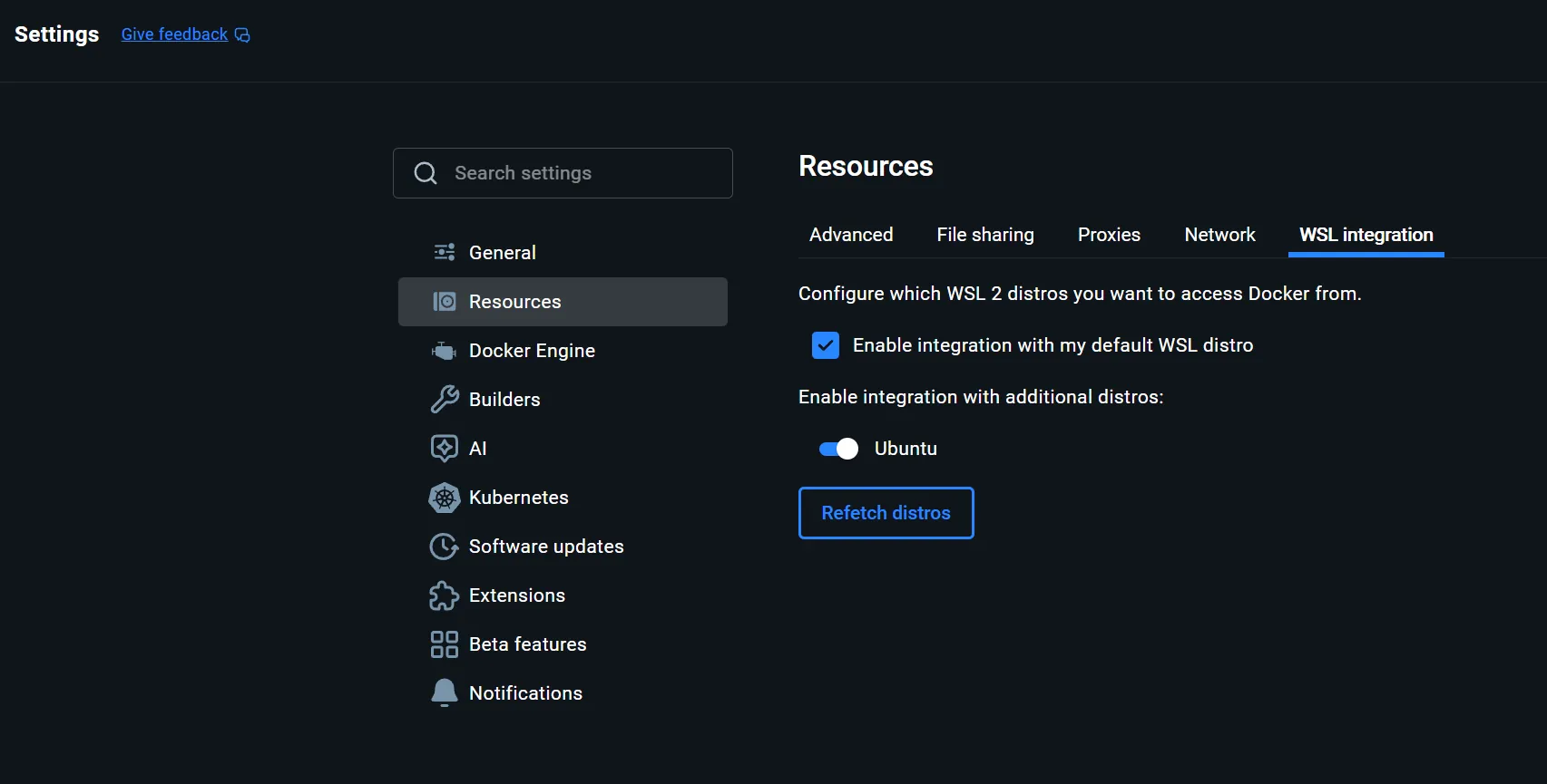 Docker WSL Integration